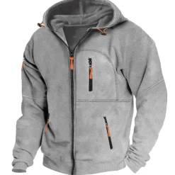 Men's Hoodie Full Zip Hoodie Fleece Hoodie Black White Wine Navy Blue Royal Blue Hooded Plain Zipper Pocket Sports & Outdoor Daily Holiday Polyester Streetwear Cool Casual Spring & Fall Clothing