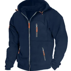 Men's Hoodie Full Zip Hoodie Fleece Hoodie Black White Wine Navy Blue Royal Blue Hooded Plain Zipper Pocket Sports & Outdoor Daily Holiday Polyester Streetwear Cool Casual Spring & Fall Clothing