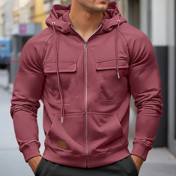Men's Hoodie Full Zip Hoodie Raglan Hoodie Tactical Hoodie Black Wine Army Green Red Navy Blue Hooded Plain Tactical Sports & Outdoor Daily Streetwear Cool Casual Winter Spring & Fall Clothing
