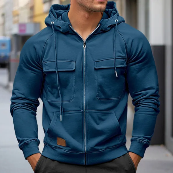 Men's Hoodie Full Zip Hoodie Raglan Hoodie Tactical Hoodie Black Wine Army Green Red Navy Blue Hooded Plain Tactical Sports & Outdoor Daily Streetwear Cool Casual Winter Spring & Fall Clothing