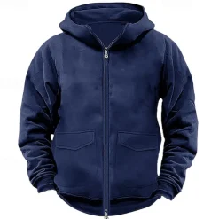 Men's Hoodie Full Zip Hoodie Tactical Hoodie Black Navy Blue Khaki Gray Hooded Plain Tactical Sports & Outdoor Daily Streetwear Cool Casual Winter Spring & Fall Clothing Apparel Hoodies Sweatshirts