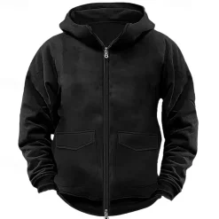 Men's Hoodie Full Zip Hoodie Tactical Hoodie Black Navy Blue Khaki Gray Hooded Plain Tactical Sports & Outdoor Daily Streetwear Cool Casual Winter Spring & Fall Clothing Apparel Hoodies Sweatshirts