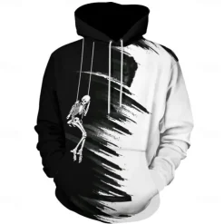 Men's Hoodie Hoodies Sweatshirt Fashion Daily Long Sleeve Hooded Vacation Streetwear White Printing Winter Spring & Fall Designer