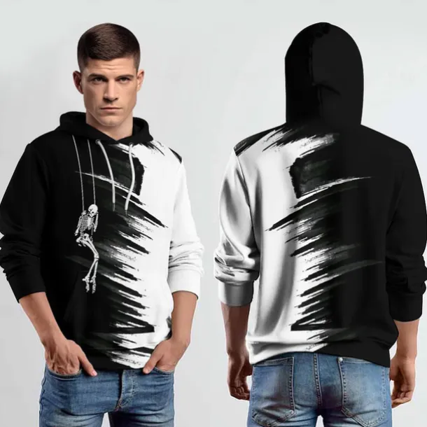 Men's Hoodie Hoodies Sweatshirt Fashion Daily Long Sleeve Hooded Vacation Streetwear White Printing Winter Spring & Fall Designer