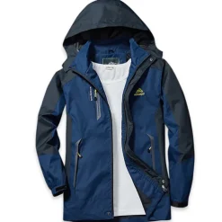 Men's Hoodie Jacket Hiking Softshell Jacket Hiking Windbreaker Outdoor Patchwork Waterproof Windproof Quick Dry Lightweight Jacket Top Full Length Visible Zipper Hunting Fishing Climbing Black Army