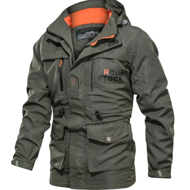 Men's Hoodie Jacket Waterproof Hiking Jacket Rain Jacket Winter Outdoor Thermal Warm Waterproof Windproof Multi-Pockets Outerwear Raincoat Coat Fishing Climbing Beach Black khaki Army Green