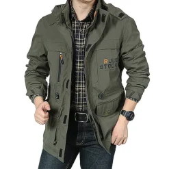 Men's Hoodie Jacket Waterproof Hiking Jacket Rain Jacket Winter Outdoor Thermal Warm Waterproof Windproof Multi-Pockets Outerwear Raincoat Coat Fishing Climbing Beach Black khaki Army Green