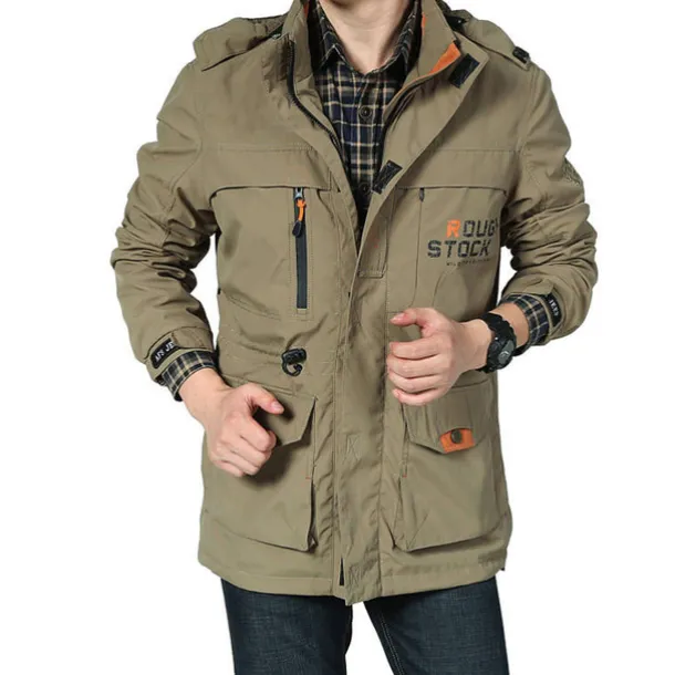 Men's Hoodie Jacket Waterproof Hiking Jacket Rain Jacket Winter Outdoor Thermal Warm Waterproof Windproof Multi-Pockets Outerwear Raincoat Coat Fishing Climbing Beach Black khaki Army Green