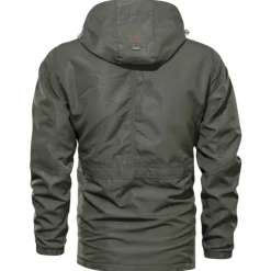 Men's Hoodie Jacket Waterproof Hiking Jacket Rain Jacket Winter Outdoor Thermal Warm Waterproof Windproof Multi-Pockets Outerwear Raincoat Coat Fishing Climbing Beach Black khaki Army Green