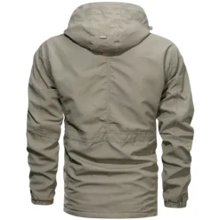 Men's Hoodie Jacket Waterproof Hiking Jacket Rain Jacket Winter Outdoor Thermal Warm Waterproof Windproof Multi-Pockets Outerwear Raincoat Coat Fishing Climbing Beach Black khaki Army Green