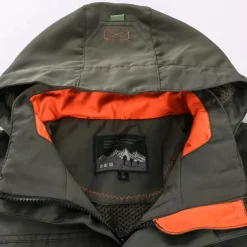 Men's Hoodie Jacket Waterproof Hiking Jacket Rain Jacket Winter Outdoor Thermal Warm Waterproof Windproof Multi-Pockets Outerwear Raincoat Coat Fishing Climbing Beach Black khaki Army Green