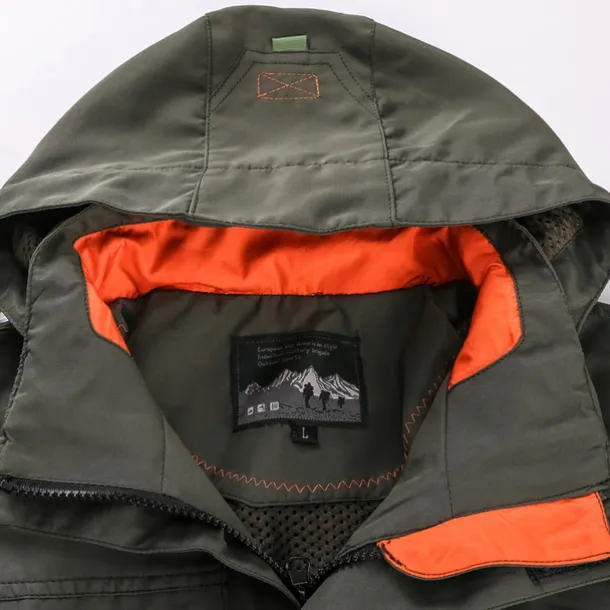 Men's Hoodie Jacket Waterproof Hiking Jacket Rain Jacket Winter Outdoor Thermal Warm Waterproof Windproof Multi-Pockets Outerwear Raincoat Coat Fishing Climbing Beach Black khaki Army Green