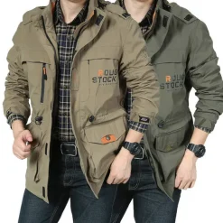 Men's Hoodie Jacket Waterproof Hiking Jacket Rain Jacket Winter Outdoor Thermal Warm Waterproof Windproof Multi-Pockets Outerwear Raincoat Coat Fishing Climbing Beach Black khaki Army Green