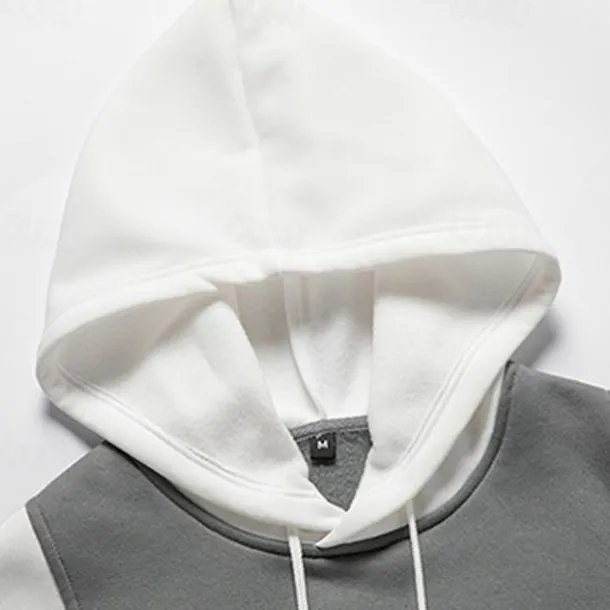 Men's Hoodie Pullover Hoodie Sweatshirt Black And White Red & Black White + Light Grey Hooded Color Block Pocket Color Block Sports & Outdoor Daily Holiday Streetwear Cool Sportswear Spring & Fall