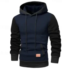 Men's Hoodie Pullover Hoodie Sweatshirt Fleece Hoodie Wine Army Green Navy Blue Gray Hooded Color Block Patchwork Color Block Casual Daily Sports Polyester Streetwear Cool Sportswear Fall Winter