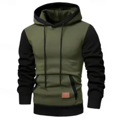 Men's Hoodie Pullover Hoodie Sweatshirt Fleece Hoodie Wine Army Green Navy Blue Gray Hooded Color Block Patchwork Color Block Casual Daily Sports Polyester Streetwear Cool Sportswear Fall Winter