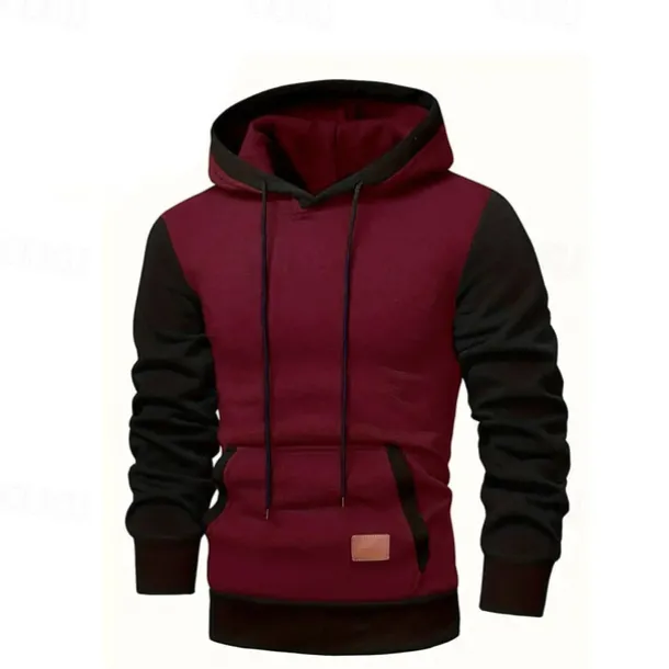 Men's Hoodie Pullover Hoodie Sweatshirt Fleece Hoodie Wine Army Green Navy Blue Gray Hooded Color Block Patchwork Color Block Casual Daily Sports Polyester Streetwear Cool Sportswear Fall Winter