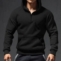 Men's Hoodie Quarter Zip Hoodie Tactical Hoodie Black Army Green Navy Blue Dark Gray Hooded Plain Pocket Sports & Outdoor Daily Holiday Streetwear Cool Casual Winter Spring & Fall Clothing Apparel