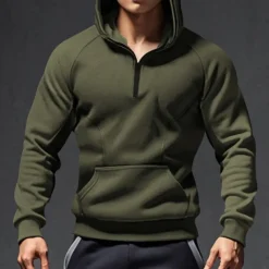 Men's Hoodie Quarter Zip Hoodie Tactical Hoodie Black Army Green Navy Blue Dark Gray Hooded Plain Pocket Sports & Outdoor Daily Holiday Streetwear Cool Casual Winter Spring & Fall Clothing Apparel