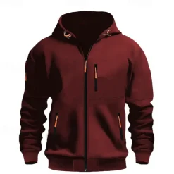 Men's Hoodie Sweatshirt Full Zip Hoodie Black Wine Army Green Navy Blue Blue Hooded Plain Pocket Sports & Outdoor Daily Holiday Polyester Streetwear Basic Casual Spring & Fall Clothing Apparel
