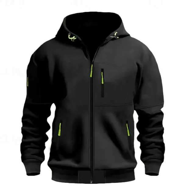 Men's Hoodie Sweatshirt Full Zip Hoodie Black Wine Army Green Navy Blue Blue Hooded Plain Pocket Sports & Outdoor Daily Holiday Polyester Streetwear Basic Casual Spring & Fall Clothing Apparel