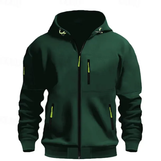 Men's Hoodie Sweatshirt Full Zip Hoodie Black Wine Army Green Navy Blue Blue Hooded Plain Pocket Sports & Outdoor Daily Holiday Polyester Streetwear Basic Casual Spring & Fall Clothing Apparel