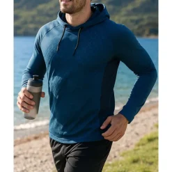 Men's Hoodie Sweatshirt Long Sleeve Top Breathable Quick Dry Lightweight Tennis Golf Running Sportswear Activewear Color Block Black Red Dark Blue
