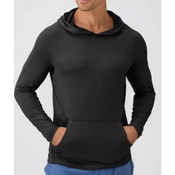 Men's Hoodie Sweatshirt Pocket Long Sleeve Top Athleisure Fall Breathable Quick Dry Lightweight Tennis Golf Running Sportswear Activewear Solid Colored Navy Black White