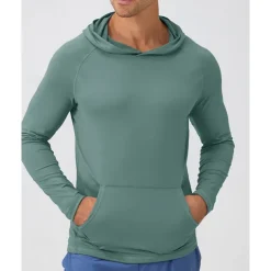 Men's Hoodie Sweatshirt Pocket Long Sleeve Top Athleisure Fall Breathable Quick Dry Lightweight Tennis Golf Running Sportswear Activewear Solid Colored Navy Black White