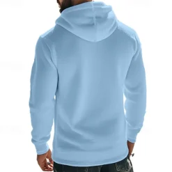 Men's Hoodie Sweatshirt Polar Fleece Black Army Green Khaki Dark Gray Light Blue Hooded Plain Drawstring Ribbed Front Pocket Sports & Outdoor Daily Holiday Polyester Streetwear Basic Casual Fall