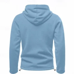 Men's Hoodie Sweatshirt Polar Fleece Black Army Green Khaki Dark Gray Light Blue Hooded Plain Drawstring Ribbed Front Pocket Sports & Outdoor Daily Holiday Polyester Streetwear Basic Casual Fall