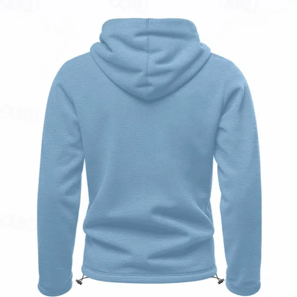 Men's Hoodie Sweatshirt Polar Fleece Black Army Green Khaki Dark Gray Light Blue Hooded Plain Drawstring Ribbed Front Pocket Sports & Outdoor Daily Holiday Polyester Streetwear Basic Casual Fall