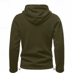 Men's Hoodie Sweatshirt Polar Fleece Black Army Green Khaki Dark Gray Light Blue Hooded Plain Drawstring Ribbed Front Pocket Sports & Outdoor Daily Holiday Polyester Streetwear Basic Casual Fall