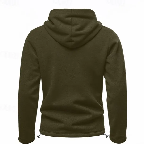 Men's Hoodie Sweatshirt Polar Fleece Black Army Green Khaki Dark Gray Light Blue Hooded Plain Drawstring Ribbed Front Pocket Sports & Outdoor Daily Holiday Polyester Streetwear Basic Casual Fall