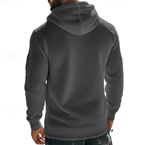 Men's Hoodie Sweatshirt Polar Fleece Black Army Green Khaki Dark Gray Light Blue Hooded Plain Drawstring Ribbed Front Pocket Sports & Outdoor Daily Holiday Polyester Streetwear Basic Casual Fall