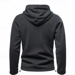 Men's Hoodie Sweatshirt Polar Fleece Black Army Green Khaki Dark Gray Light Blue Hooded Plain Drawstring Ribbed Front Pocket Sports & Outdoor Daily Holiday Polyester Streetwear Basic Casual Fall