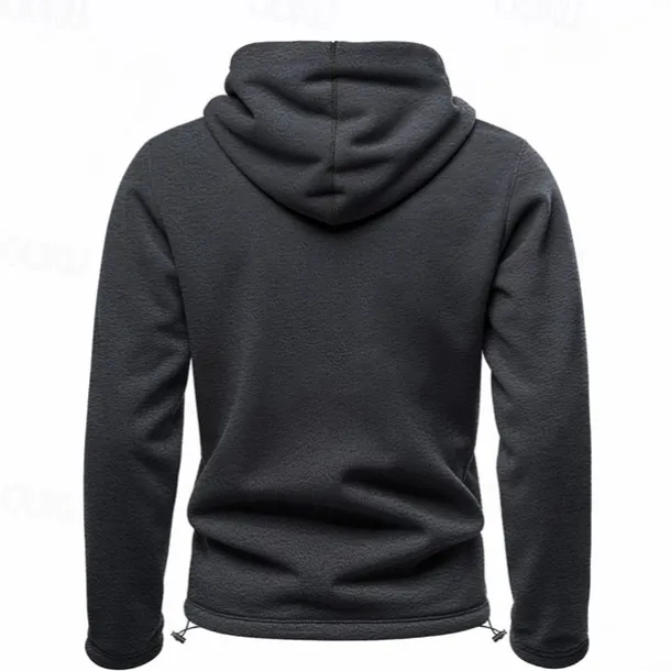 Men's Hoodie Sweatshirt Polar Fleece Black Army Green Khaki Dark Gray Light Blue Hooded Plain Drawstring Ribbed Front Pocket Sports & Outdoor Daily Holiday Polyester Streetwear Basic Casual Fall
