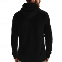 Men's Hoodie Sweatshirt Polar Fleece Black Army Green Khaki Dark Gray Light Blue Hooded Plain Drawstring Ribbed Front Pocket Sports & Outdoor Daily Holiday Polyester Streetwear Basic Casual Fall