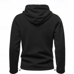 Men's Hoodie Sweatshirt Polar Fleece Black Army Green Khaki Dark Gray Light Blue Hooded Plain Drawstring Ribbed Front Pocket Sports & Outdoor Daily Holiday Polyester Streetwear Basic Casual Fall