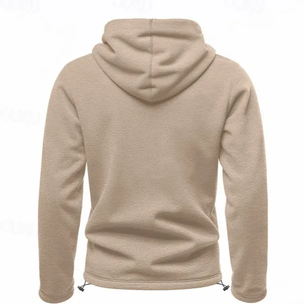 Men's Hoodie Sweatshirt Polar Fleece Black Army Green Khaki Dark Gray Light Blue Hooded Plain Drawstring Ribbed Front Pocket Sports & Outdoor Daily Holiday Polyester Streetwear Basic Casual Fall