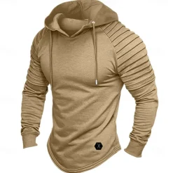 Men's Hoodie Tactical Black White Wine Army Green Khaki Hooded Plain Sports & Outdoor Daily Holiday Polyester Streetwear Cool Casual Cross-Seasons Fall & Winter Clothing Apparel Hoodies Sweatshirts