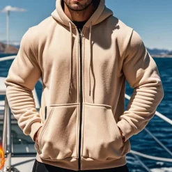 Men's Hoodie Tracksuit Full Zip Hoodie Sweatsuit Black Navy Blue Khaki Gray Hooded Plain Pocket Drawstring 2 Piece Sports & Outdoor Daily Holiday Streetwear Basic Casual Fall & Winter Clothing Apparel