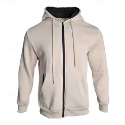 Men's Hoodie Tracksuit Full Zip Hoodie Sweatsuit Black Navy Blue Khaki Gray Hooded Plain Pocket Drawstring 2 Piece Sports & Outdoor Daily Holiday Streetwear Basic Casual Fall & Winter Clothing Apparel