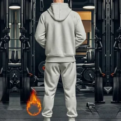 Men's Hoodie Tracksuit Full Zip Hoodie Sweatsuit Black Navy Blue Khaki Gray Hooded Plain Pocket Drawstring 2 Piece Sports & Outdoor Daily Holiday Streetwear Basic Casual Fall & Winter Clothing Apparel