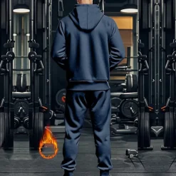 Men's Hoodie Tracksuit Full Zip Hoodie Sweatsuit Black Navy Blue Khaki Gray Hooded Plain Pocket Drawstring 2 Piece Sports & Outdoor Daily Holiday Streetwear Basic Casual Fall & Winter Clothing Apparel