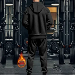 Men's Hoodie Tracksuit Full Zip Hoodie Sweatsuit Black Navy Blue Khaki Gray Hooded Plain Pocket Drawstring 2 Piece Sports & Outdoor Daily Holiday Streetwear Basic Casual Fall & Winter Clothing Apparel