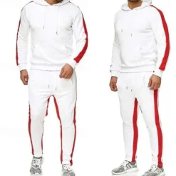 Men's Hoodie Tracksuit Sweatsuit Jogging Suits Black White Yellow Red Gray Hooded Color Block Patchwork 2 Piece Sports & Outdoor Daily Sports Basic Casual Big and Tall Fall Spring Clothing Apparel