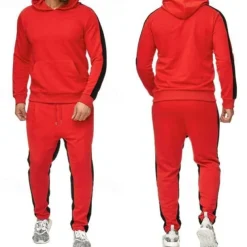 Men's Hoodie Tracksuit Sweatsuit Jogging Suits Black White Yellow Red Gray Hooded Color Block Patchwork 2 Piece Sports & Outdoor Daily Sports Basic Casual Big and Tall Fall Spring Clothing Apparel