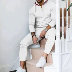 Men's Hoodie Tracksuit Sweatsuit Black White Royal Blue Khaki Gray Hooded Plain 2 Piece Sports & Outdoor Daily Holiday Streetwear Basic Casual Spring & Fall Clothing Apparel Hoodies Sweatshirts