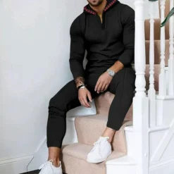 Men's Hoodie Tracksuit Sweatsuit Black White Royal Blue Khaki Gray Hooded Plain 2 Piece Sports & Outdoor Daily Holiday Streetwear Basic Casual Spring & Fall Clothing Apparel Hoodies Sweatshirts